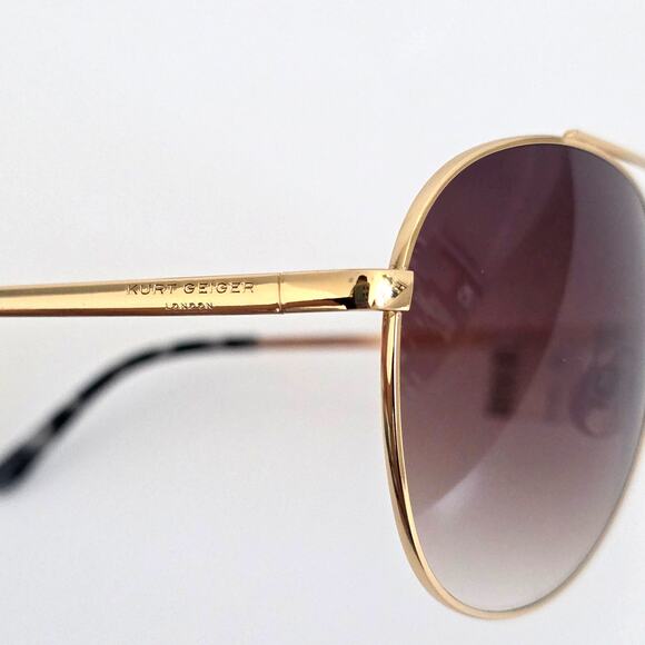 Kurt Geiger London GOLD BLUE HAVANA/ BROWN 61mm Aviator Sunglasses 100% UV main image 6